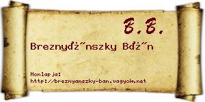 Breznyánszky Bán névjegykártya